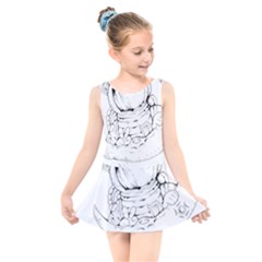 Astronaut-moon-space-astronomy Kids  Skater Dress Swimsuit