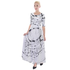 Astronaut-moon-space-astronomy Half Sleeves Maxi Dress