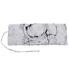 Astronaut-moon-space-astronomy Roll Up Canvas Pencil Holder (S)