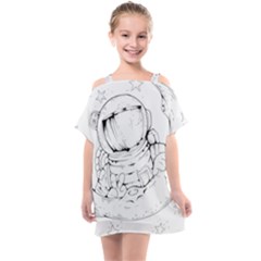 Astronaut-moon-space-astronomy Kids  One Piece Chiffon Dress