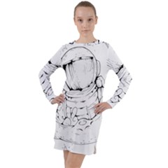 Astronaut-moon-space-astronomy Long Sleeve Hoodie Dress
