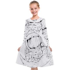 Astronaut-moon-space-astronomy Kids  Midi Sailor Dress