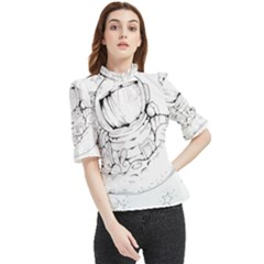 Astronaut-moon-space-astronomy Frill Neck Blouse