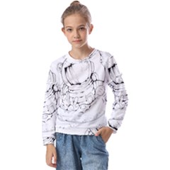 Astronaut-moon-space-astronomy Kids  Long Sleeve Tee With Frill 