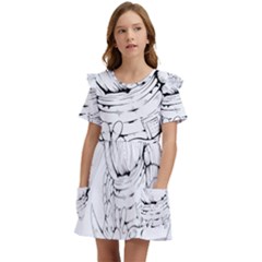 Astronaut-moon-space-astronomy Kids  Frilly Sleeves Pocket Dress