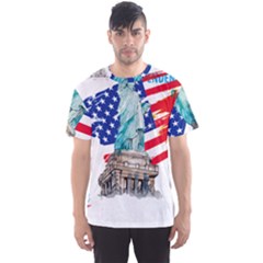 Statue Of Liberty Independence Day Poster Art Men s Sport Mesh Tee