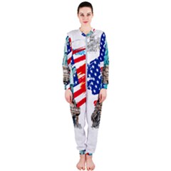 Statue Of Liberty Independence Day Poster Art OnePiece Jumpsuit (Ladies)