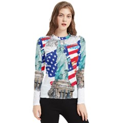 Statue Of Liberty Independence Day Poster Art Women s Long Sleeve Rash Guard