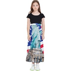 Statue Of Liberty Independence Day Poster Art Kids  Flared Maxi Skirt