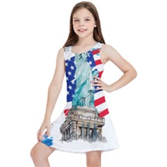 Statue Of Liberty Independence Day Poster Art Kids  Lightweight Sleeveless Dress