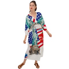Statue Of Liberty Independence Day Poster Art Grecian Style  Maxi Dress
