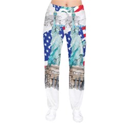 Statue Of Liberty Independence Day Poster Art Women velvet Drawstring Pants