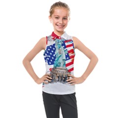 Statue Of Liberty Independence Day Poster Art Kids  Sleeveless Polo Tee