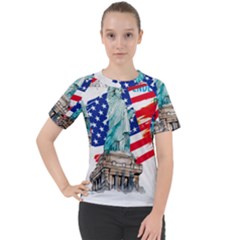 Statue Of Liberty Independence Day Poster Art Women s Sport Raglan Tee