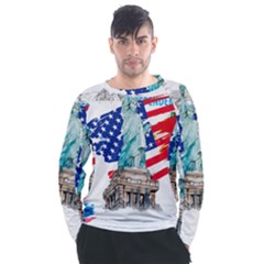 Statue Of Liberty Independence Day Poster Art Men s Long Sleeve Raglan Tee