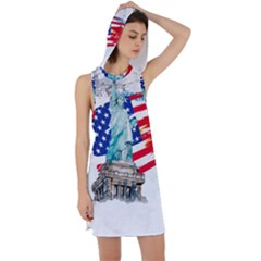 Statue Of Liberty Independence Day Poster Art Racer Back Hoodie Dress