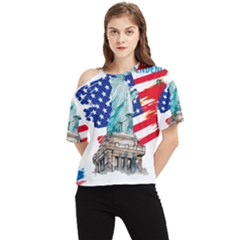 Statue Of Liberty Independence Day Poster Art One Shoulder Cut Out Tee