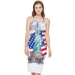 Statue Of Liberty Independence Day Poster Art Bodycon Cross Back Summer Dress