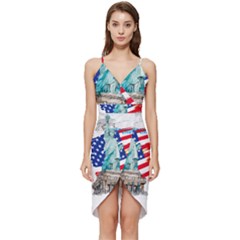 Statue Of Liberty Independence Day Poster Art Wrap Frill Dress