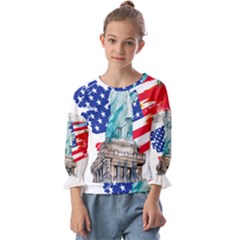 Statue Of Liberty Independence Day Poster Art Kids  Cuff Sleeve Top