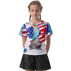 Statue Of Liberty Independence Day Poster Art Kids  Front Cut Tee