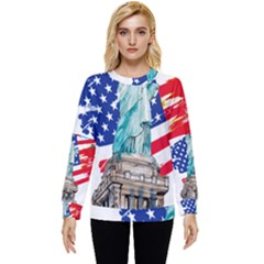 Statue Of Liberty Independence Day Poster Art Hidden Pocket Sweatshirt