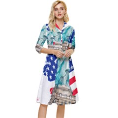 Statue Of Liberty Independence Day Poster Art Classy Knee Length Dress