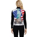 Statue Of Liberty Independence Day Poster Art Women s Short Button Up Puffer Vest View2