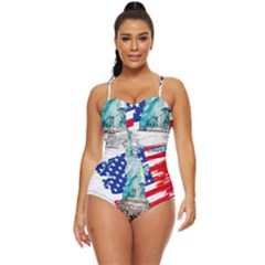 Statue Of Liberty Independence Day Poster Art Retro Full Coverage Swimsuit