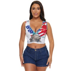 Statue Of Liberty Independence Day Poster Art Women s Sleeveless Wrap Top