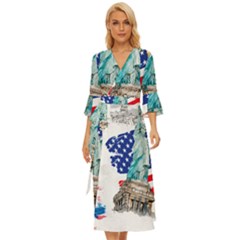 Statue Of Liberty Independence Day Poster Art Midsummer Wrap Dress