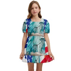 Statue Of Liberty Independence Day Poster Art Kids  Short Sleeve Dolly Dress