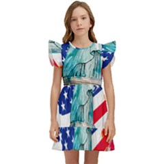 Statue Of Liberty Independence Day Poster Art Kids  Winged Sleeve Dress