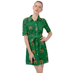 Water Lilies In The Soft Clear Warm Tropical Sea Belted Shirt Dress by pepitasart