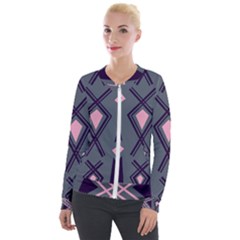 Abstract Pattern Geometric Backgrounds  Velvet Zip Up Jacket by Eskimos