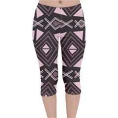 Abstract Pattern Geometric Backgrounds Velvet Capri Leggings  by Eskimos