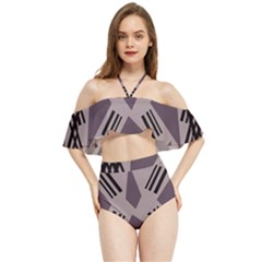 Abstract Pattern Geometric Backgrounds   Halter Flowy Bikini Set  by Eskimos