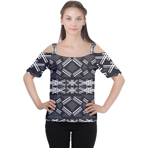 Abstract Pattern Geometric Backgrounds  Cutout Shoulder Tee by Eskimos