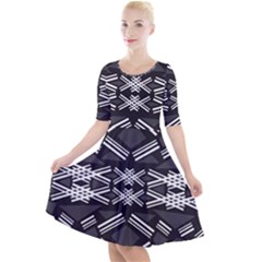 Abstract Pattern Geometric Backgrounds  Quarter Sleeve A-line Dress by Eskimos