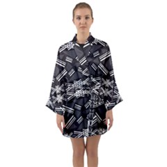 Abstract Pattern Geometric Backgrounds  Long Sleeve Satin Kimono