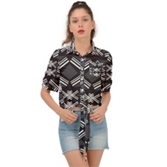 Abstract Pattern Geometric Backgrounds  Tie Front Shirt  by Eskimos