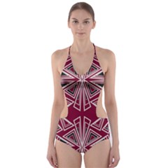 Abstract Pattern Geometric Backgrounds  Cut-out One Piece Swimsuit by Eskimos