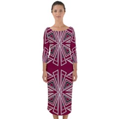 Abstract Pattern Geometric Backgrounds  Quarter Sleeve Midi Bodycon Dress by Eskimos