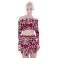 Abstract Pattern Geometric Backgrounds  Off Shoulder Top With Mini Skirt Set by Eskimos