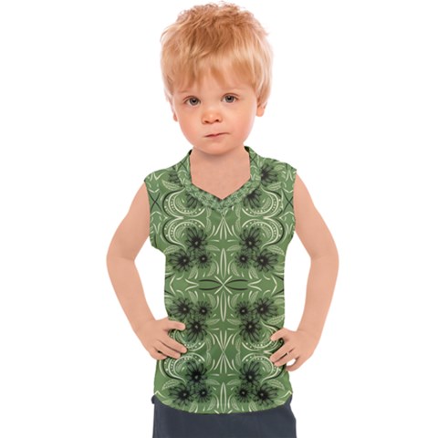 Folk Flowers Print Floral Pattern Ethnic Art Kids  Sport Tank Top by Eskimos