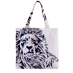 Head Art-lion Drawing Zipper Grocery Tote Bag by Jancukart