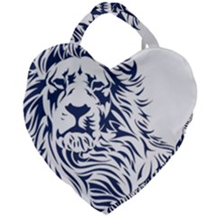 Head Art-lion Drawing Giant Heart Shaped Tote by Jancukart