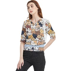 Cat-kitten Quarter Sleeve Blouse