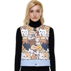 Cat-kitten Women s Short Button Up Puffer Vest