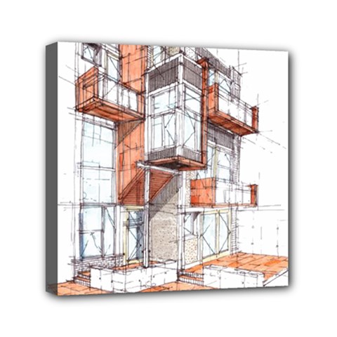 Rag-flats-onion-flats-llc-architecture-drawing Graffiti-architecture Mini Canvas 6  x 6  (Stretched)